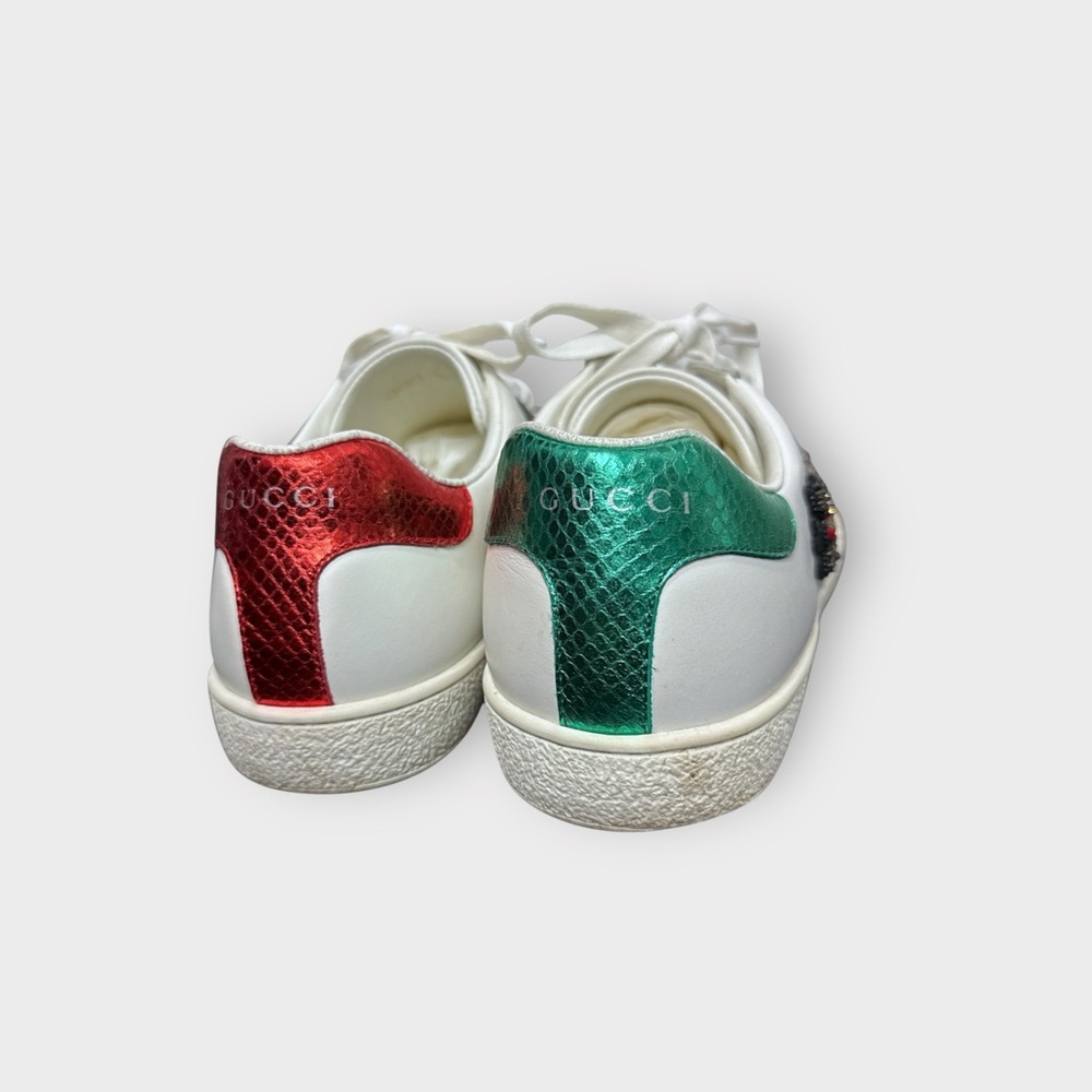 Gucci Leather Ace White Embroidered Sequin Arrow Trainer Sneakers - Picture 5 of 15